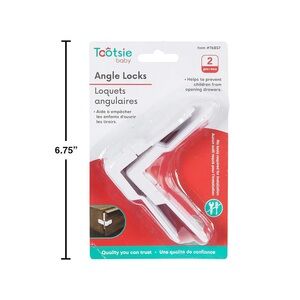 Tootsie Baby 2 Angle Locks White Plastic CTG Angled Drawer Lock 3x3x1.5in BNIB